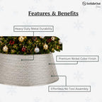 Inside Out Home Christmas Tree Skirt, Xmas Metal Tree Collar 27 Inch Diameter Base, Christmas Large Collar for Real or Artificial Tree, Xmas Decorations - Image 3