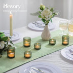 Hewory Glass Tealight Candle Holder: 24 PCS Green Votive Candle Holders - Image 3