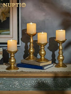 NUPTIO Gold Pillar Candle Holder: Brass Tall Stand for 3" Candles - Image 4