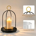 Hurricane Glass Candle Holder with Resin Base, Pillar Candle Lantern Black - Image 6