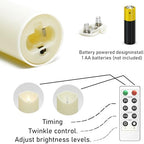 kakoya Flickering Flameless Candles, Battery Operated Acrylic LED Pillar Candles with Remote Control and Timer,Set of 9 (Ivory) - Image 6