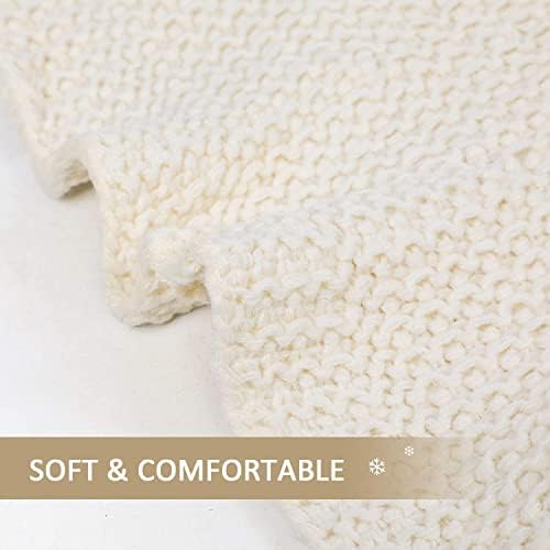 NIBESSER Knit Tree Skirt Ruffled Christmas Tree Skirt White 48 Inches Knitted Thick Rustic Xmas Holiday Decoration Large Xmas Tree Collar Mat Ivory White - Image 6