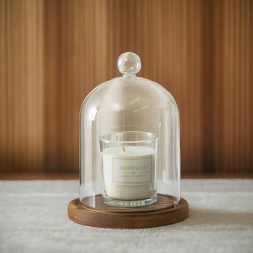 Glass Cloche Dome Bell Jar Display Case with Small Ball Top and Wooden Base for Plant,Collectibles (Medium:4.7 * 6.3 inches) - Image 5