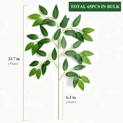 65pc Italian Ruscus Greenery Stems Garland Fake Green Leaves for Home Decor - Image 2