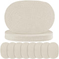 Oval Woven Placemats Set of 8 Heat Resistant Placemats 17.5 x 12 Inches Farmhouse Cotton Rope Place Mats for Dining Tables Trivets for Hot Dishes, Beige by Aertiavty