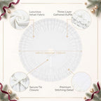 Hollowfly 48 Inch Ruffled Velvet Christmas Tree Skirts White Tree Skirt - Image 2