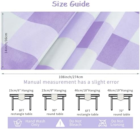 Cupuamon Fabric Checkered Table Runner 6 Pack Waterproof Gingham Table Runner 14W x 108L Buffalo Check Table Runners for Parties Kitchen Dining Wedding Banquet (Lavender and White) - Image 4