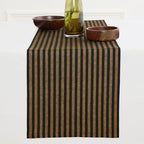 Solino Home 100% Linen Table Runner, 14 x 72 in, Brown and Black Striped by SolinoHome