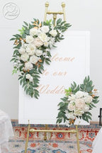 Odouzy Pack of 2 Wedding Arch Decorations Artificial Hanging Flowers Floral Swag for Wedding Welcome Sign Backdrop Balloon Arch Home Party Bridal Ceremony Reusable(White) - Image 2