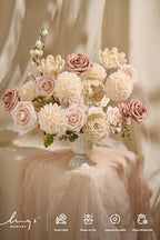Ling's moment Fake Flowers Box, Faux Artificial Greenery Stems Foam Dahlia Roses Silk Willow Fabic Flower for Centerpieces Bouquet Wedding Vase Decorations, Dusty Rose & Cream & Blush, Grand Combo - Image 2