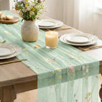 Artoid Mode 6PC Wildflower Floral Sage Green Gauze Embroidery Table Runner 120 Inch 10FT, Tulle Seasonal Spring Kitchen Dining Table Decor for Home Party - Image 4