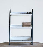 Creative Co-Op Heavily Distressed White 3-Tier Metal Tray with Black Frame & Rim - Image 2