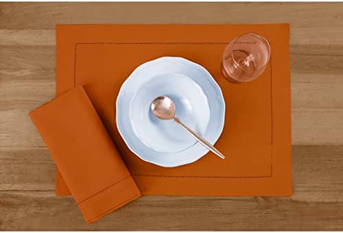 Solino Home Cotton Linen Napkins Cinnamon Hemstitch, 20 x 20 in, Set of 4 - Image 2