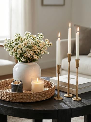 Gold Iron Taper Candle Holder Set of 3, Heavy Wrought Iron Candlestick Holders Decorative Candle Stand, Vintage Candle Holder for Wedding, Dining, Home Decoration - Image 5