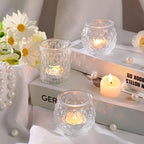 DARJEN Clear Votive Candle Holders Set of 24- Round Glass Candle Holders Bulk for Tea Light Candle, Embossed Candle Votives for Wedding Centerpiece, Various Parties & Home Decor (Pack of 4) - Image 4