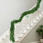 【Extra Full】 15FT Christmas Norfolk Pine Garland, Greenery Real Touch Decorations for Mantle Table Staircase Fireplace Mantel Porch Banister Holiday Home Winter Faux Xmas Indoor Outdoor Decor by Tixiquns
