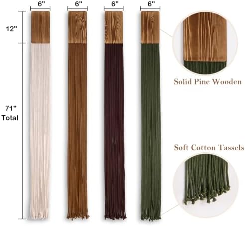 Mokof Boho Macrame Wall Hanging Decor for Living Room Bedroom, 71", 4 Pack - Image 3