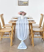 Pufogu 5 Pack 10Ft Baby Blue Chiffon Table Runner Sheer 29x120 Inch - Image 2