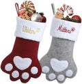 Personalized Dog Christmas Stockings - Custom Embroidered Pet Name & Paw Shape Stocking for Puppy,5 Pack 15.35” Large Knit Monogram Xmas Stockings for Fireplace Holiday Decor Gift by Infiher