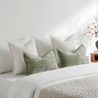 DEZENE Pack of 2 Cream White Decorative Throw Pillow Covers 22x22 Cozy Soft Chenille Accent Vintage Square Couch Pillow Covers for Home Decor Bed Sofa Living Room - Image 5
