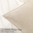 decorUhome Spring Couch Throw Pillow Covers 18x18 Set of 2, Decorative Soft Velvet Neutral Chenille Pillow Covers with Elegant Design for Sofa Bed Living Room Home Decor, Beige (Pack of 2) - Image 3