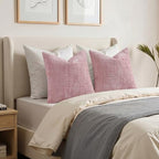 decorUhome Textured Chenille Throw Pillow Covers 26x26 Set of 2 Blush Pink - Image 4