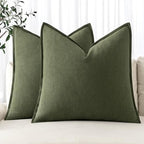 MIULEE Decorative Linen Euro Sham Pillow Covers 26x26 Dark Olive Green by MIULEE