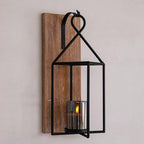 Homemory Wall Candle Sconces Set of 2, Rustic Wood Holders with Glass Decor - Image 4