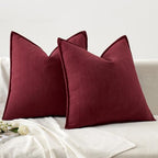 MIULEE Pack of 2 Christmas Burgundy Chenille Pillow Covers 18x18 Inch - Image 6