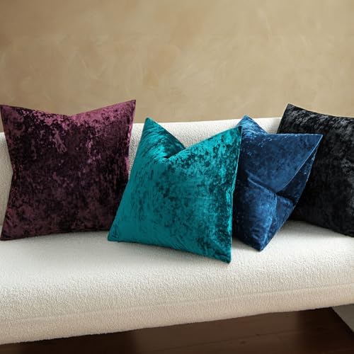 MIULEE Velvet Euro Sham Throw Pillow Covers Emerald Green 24x24 inch Set of 2 - Image 4