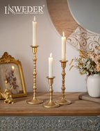 Gold Candlestick Holders Vintage: Brass Taper Candle Holders - Image 2