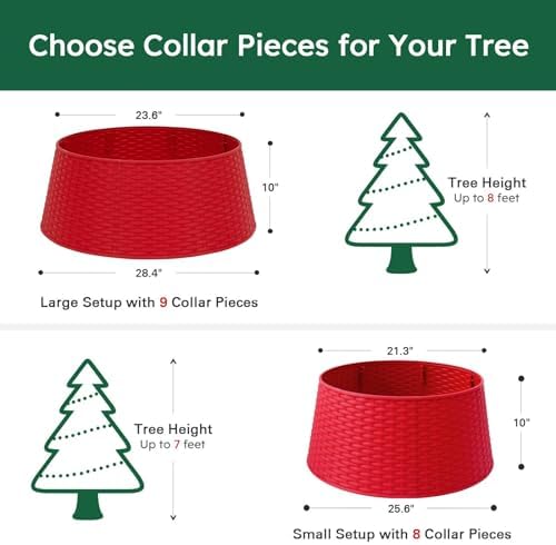 HarcoHome Christmas Tree Collar, 28.4" D Round Base Cover, Plastic Rattan Collar, Tree Ring for Artificial Trees, Tree Skirt for Artificial Xmas Tree Decorations (Extra Large, Red) - Image 4