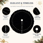 Black Velvet Christmas Tree Skirt with Ruffled Edge&Pearl,60" - Image 7