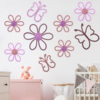 Wesiti 9 Pcs Boho Nursery Decor 3 Size Daisy Flower and Butterflies Woven Macrame Wall Hanging for Home Nursery Bedroom Dorm Wall Art(Fresh Color) by Unteilti