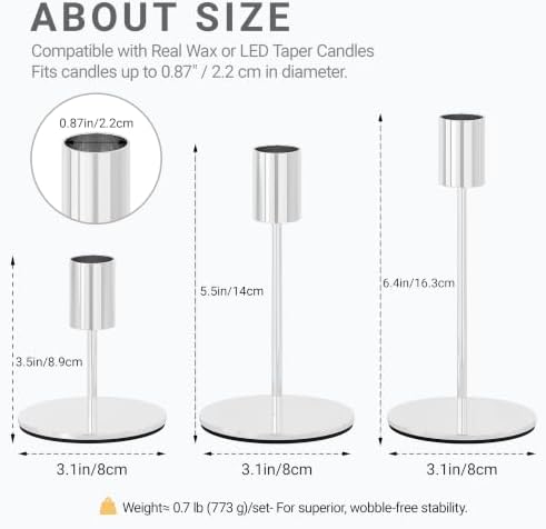 zeochyni Silver Candlestick Holders Set of 24 for Wedding Party Decoe - Image 3