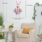 Easter Wreaths for Front Door with Lights,Easter Door Wreath,Easter Mesh Wreath,Bunny Spring Colorful Easter Decorations Holiday Ornament for Home Indoor Outdoor Supplies (Pink Bunny) - Image 5