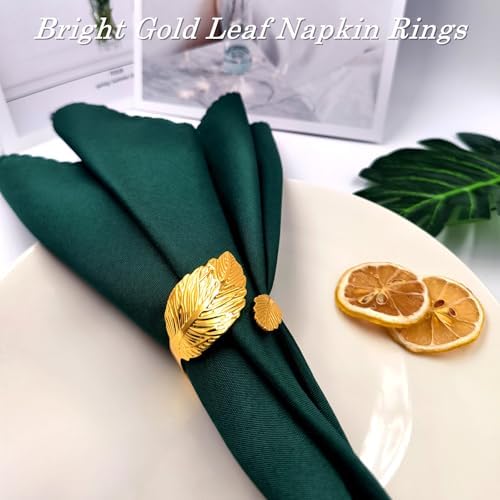 Gold Napkin Rings Set of 50, Bright Golden Leaf Napkins Rings Holders - Image 4