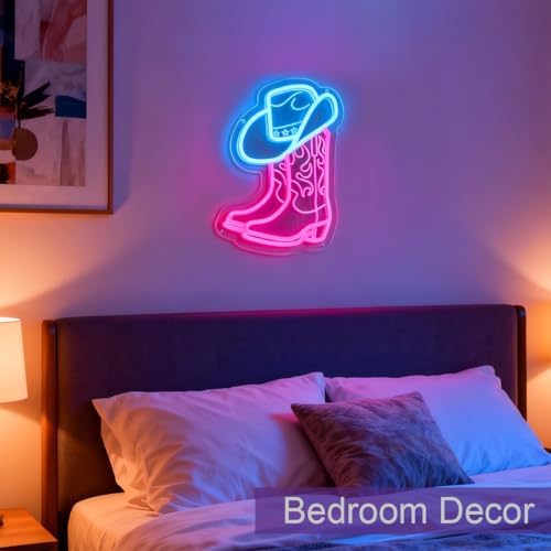 Cowgirl Boot Neon Sign, Led Cowboy Hat Neon Lights Sign for Wall Decor, Western Wall Art Cowboy Neon Sign for Game Room, Bedroom, Bar, Man Cave - Gifts for Rodeo Enthusiast, Birthday, Christmas - Image 6