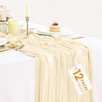 12 Packs Beige Cheesecloth Table Runner, Boho Gauze Cream Cheese Cloth Table Runner 10FT for Wedding Bridal Shower Baby Shower Birthday Farmhouse Home Decoration by BlueTopCoLtd