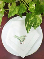 -Embroidered Cloth Napkin Green Bird Christmas Cotton Napkin, Set of 6, 20x20 Hemstitch Table Napkin, Machine Washable Elegant Holiday, Everyday Dinner Napkin, Great Gift Idea - Image 2