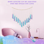 Purple & Blue Macrame Wall Hanging Boho Home Decor, Mermaid Theme Under the Sea Ocean Bedroom Décor Living Room Bohemian Dorm Wall Décor Purple Tassel Pink Wall Décor - Image 5