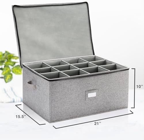Stack Store Plus More Hard Shell Goblets Storage Box with Dividers - 21" W x 15.5" D x 10" H - Stackable with Fully Padded Interior - Great for Cocktail and Wide Bar Glasses - Image 5