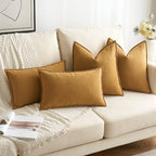 MIULEE Pack of 2 Mustard Yellow Euro Shams Chenille Pillow Covers 26x26 - Image 4