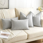 MIULEE Pack of 2 Light Grey Euro Shams Chenille Pillow Covers 22x22 Inch - Image 4