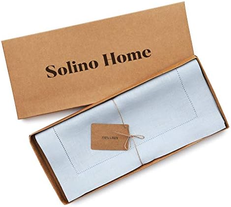 Solino Home 100% Pure Linen Table Runner Light Blue Hemstitch, 14 x 132 in - Image 5