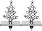 Christmas Stocking Holders – 2-Pack Christmas Tree Stocking Holders for Mantle – Metal Tree Stocking Holder Stand with Colored Stones – Durable and Stable Decorative Stand by Unknown