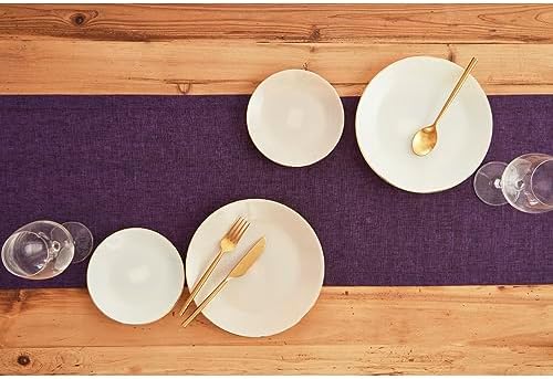 Solino Home 100% Pure Linen Dining Table Runner Grape, Athena 14 x 90 in - Image 3