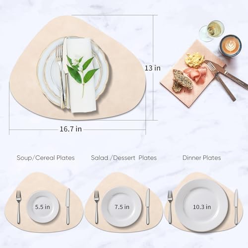 ADRIMER Placemats, Heat Resistant Round Placemats Set of 8 Washable 13 x 17 Inch, Waterproof Table Mats Wipeable for Kitchen, Dining Room Table Christmas Decor, Beige - Image 4