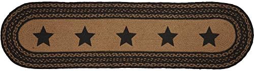 VHC Brands Farmhouse Primitive Jute Black Thanksgiving Table Runner w/Stenciled Stars 13"x48" - Image 5