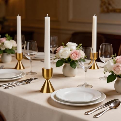 ASelected 12 PCS Gold Taper Candle Holder, 4x4x7cm Gold Candlestick Holders, Iron Small Golden Candle Holders for Table Decor, Wedding Reception, Festive Christmas Mantel Decoration - Image 6